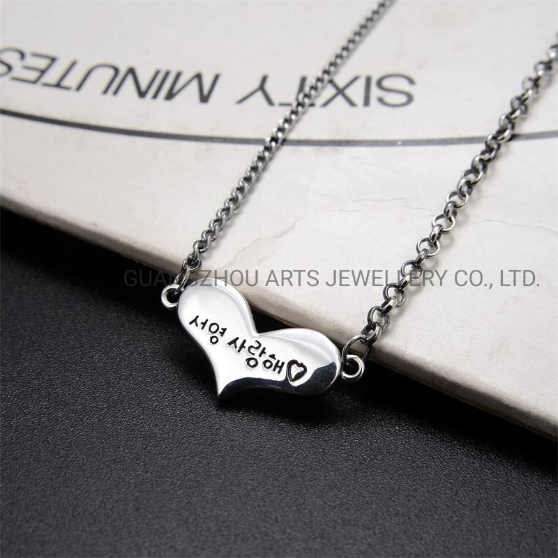 925 Sterling Silver Classic Sweet Heart Pendant Necklace Valentine Gift