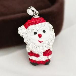 Christmas Gift Santa Claus Pendant Crystal Necklace Fashion Jewelry