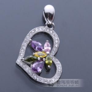 Multi-Color Gemstone Silver 925 Pendant Jewelry