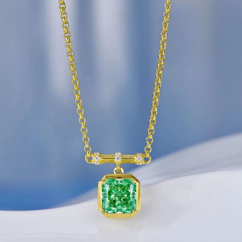 2022 New Fashion Jewelry Pink Green 18K Gold Plated Necklace Gold Plated Luxury Colored Diamond Pendants Women′ S Wedding Necklaces