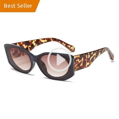 2022 Wholesale Vintage Beige Tea Square UV400 Sunglasses for Women New Fashion Brand Gradient Black Leopard Sun Glasses