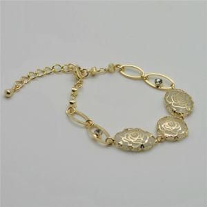 Fashion Bracelets Crystal Rose Flower Gold Chain Simple Bracelet (LB05091B1S0011)