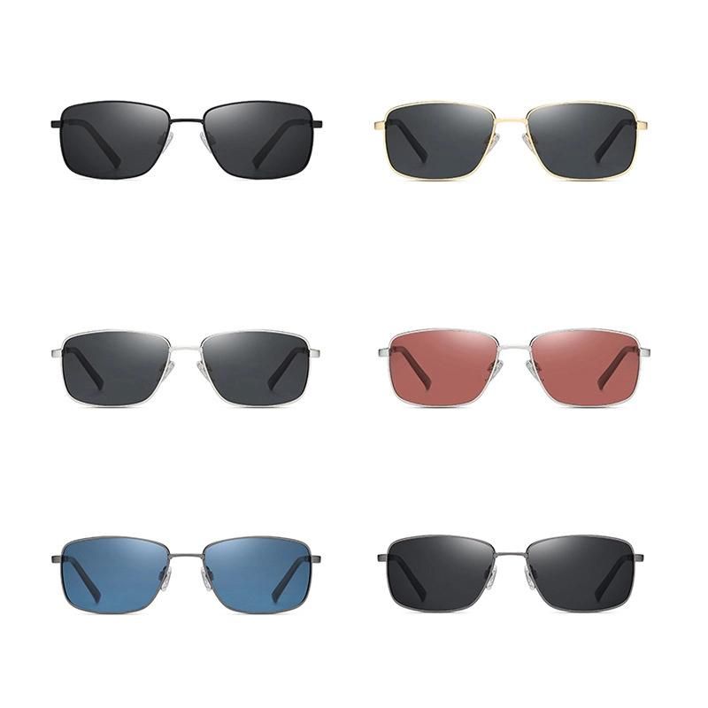 Metal UV400 Metal Glasses Frames Custom Logo Rectangle Polarized Sunglasses 3351