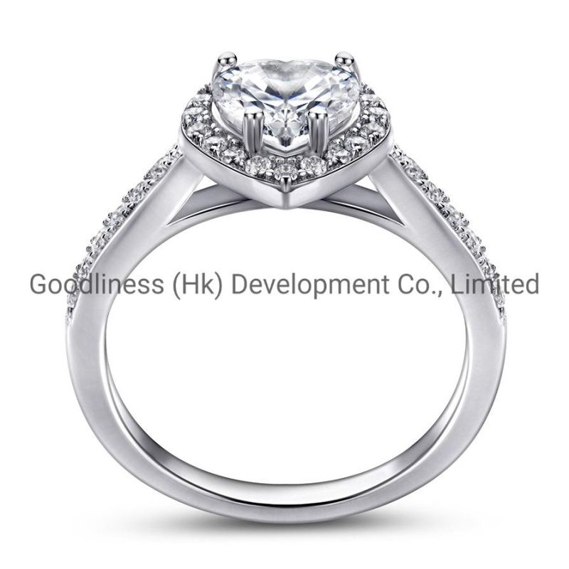 925 Sterling Silver Women Heart Halo Engagement Rings Fashion Jewelry