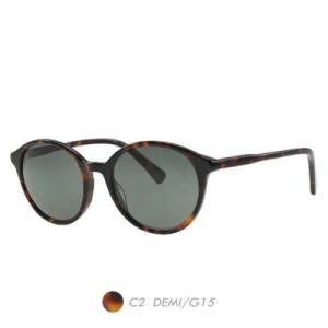 Acetate&Nylon Polarized Sunglasses, Brand Fashion Round Frame A19013-02
