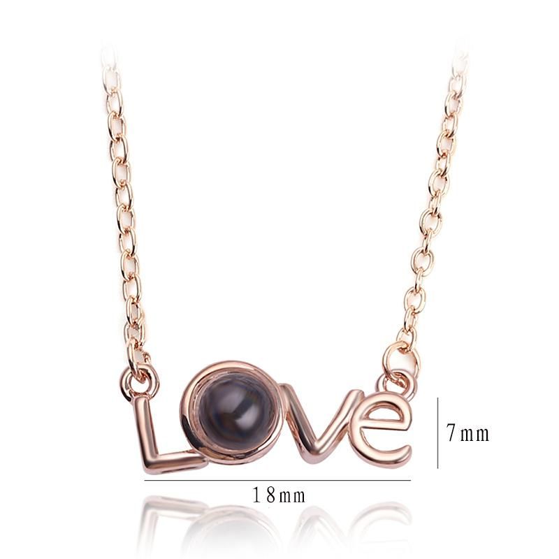 Girlfriend Gift Wedding Necklace I Love You Projection Pendant Necklace