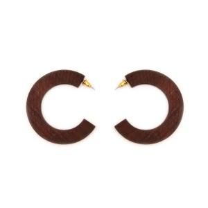 Fashion Women Jewelry Bohemian Open Wood Hoop Earrings