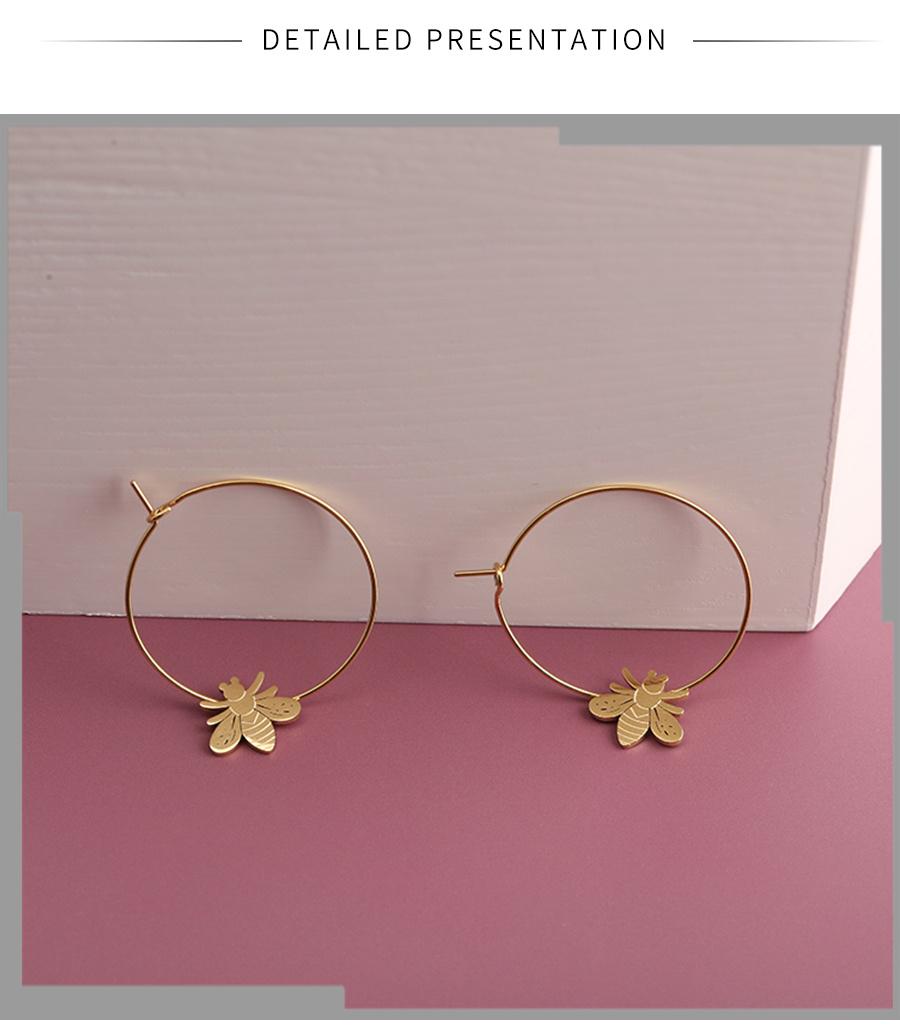 Stainless Steel 14K Gold Honeybee Earring Women Fashion Jewelry Earrings