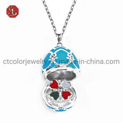 Turquoise Enamel Silver Necklace with Cubic Zircon Fashion 925 Sterling Silver Pendant and Necklace