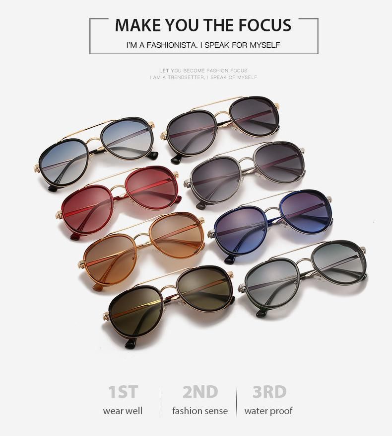Round Retro Style Designer UV400 Metal Sunglasses