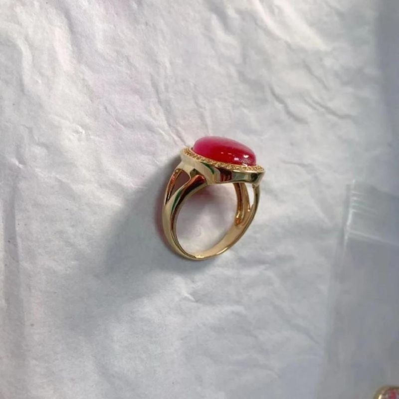 New Arrival Fashion Jewelry 925 Sterling Silver Jewelry Gold Plated Manufacturer High Quality Red Gems Ring