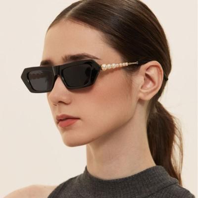 Fashion Stylish PC Half Metal Frames Pearl Square Sunglass Mens Vintage Retro Glasses Small Square New Sunglasses for Women