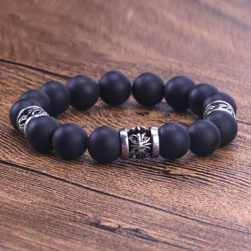 Three Stainless Steel Pattern Handchains Black Men′ S Bracelet