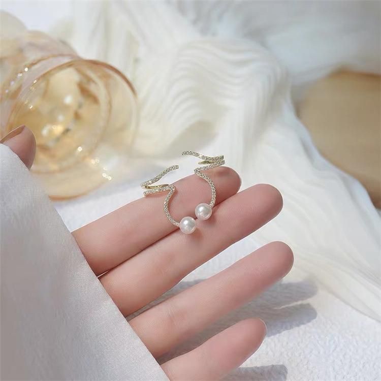 Fashion Rhinestone Pearl Ear Bone Clip Earrings Jewelry