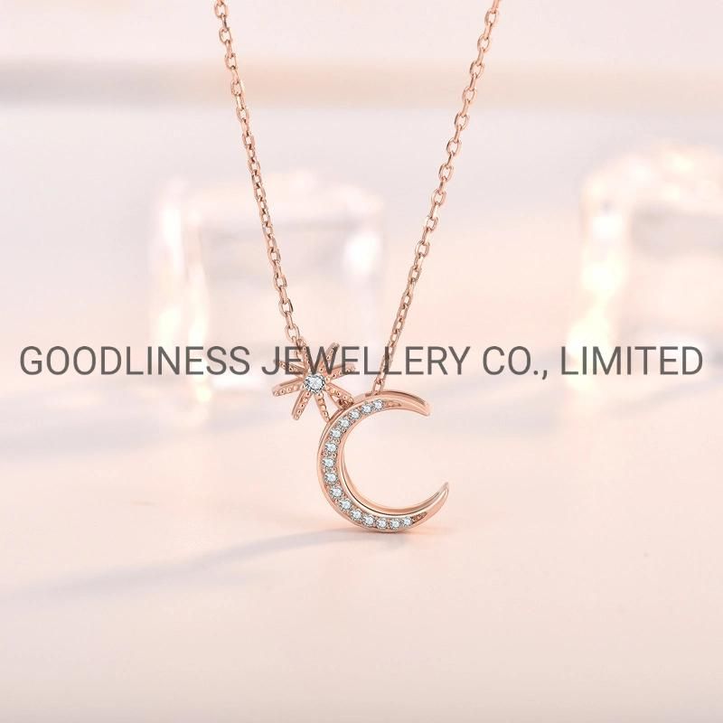 925 Sterling Silver Fine Jewelry Moon⋆ Pendant Necklace