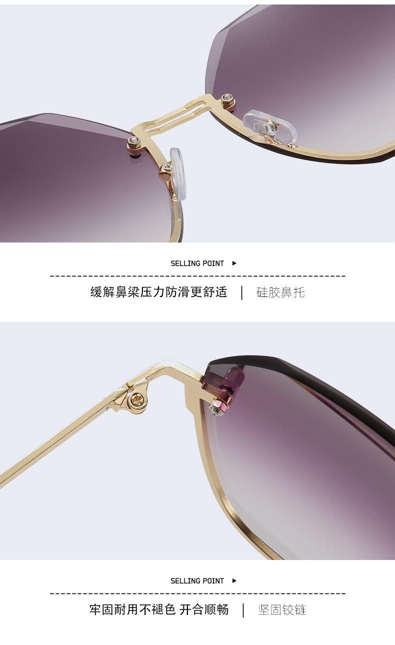 Trendy Sunglasses Frameless Cut Edge Gradient Color Sunglasses Female Polygon Personalized Glasses
