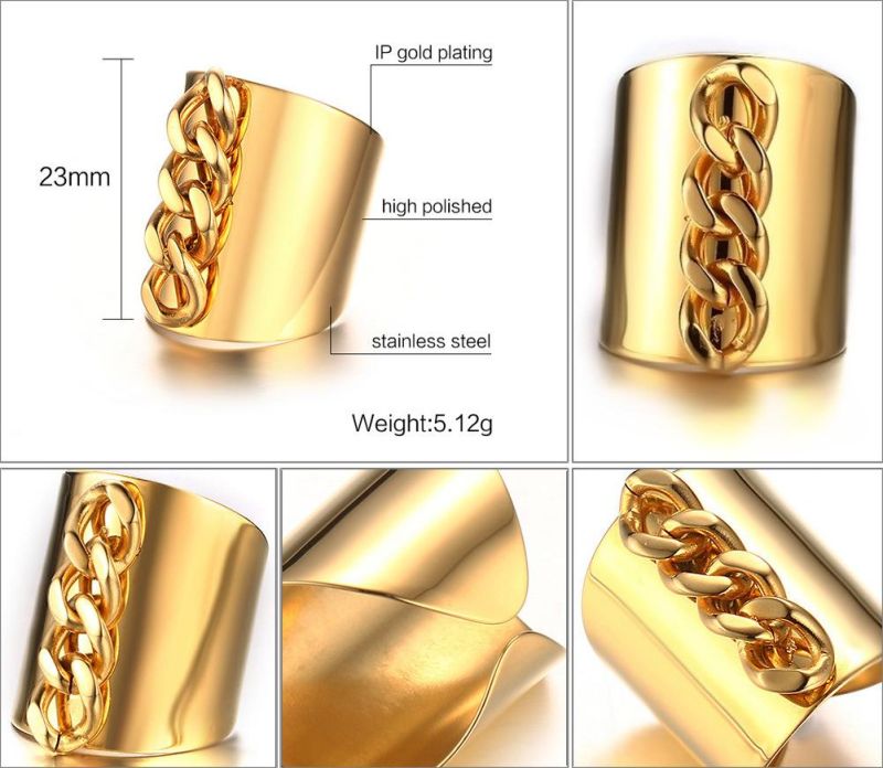 High Quality Opening Cuba Chain Design Ring with Polished Finish