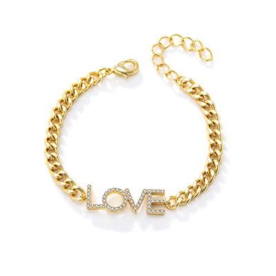 Hip Hop Wholesale 3D Brass Cuban Link Curb Love Bracelet Engagement Gift