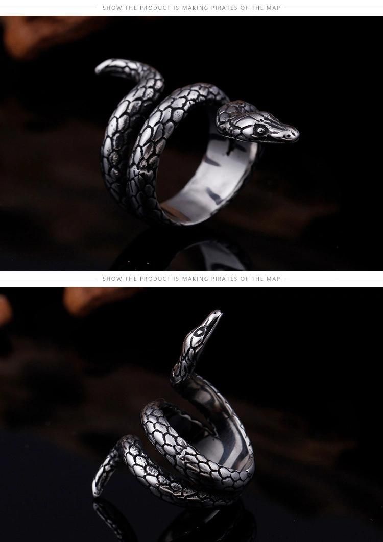 Stainless Steel Mens Ring Snake Style