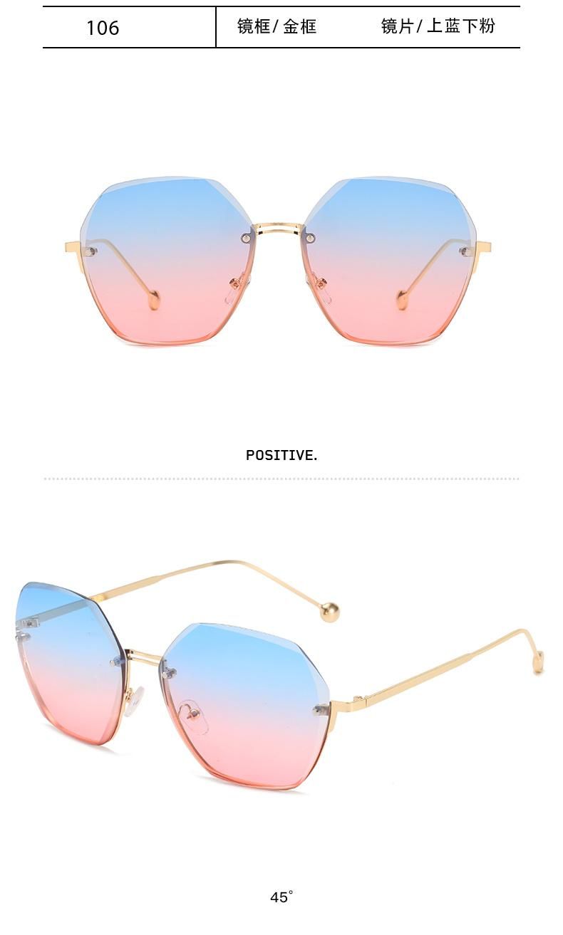 Trendy Sunglasses Frameless Cut Edge Gradient Color Sunglasses Female Polygon Personalized Glasses