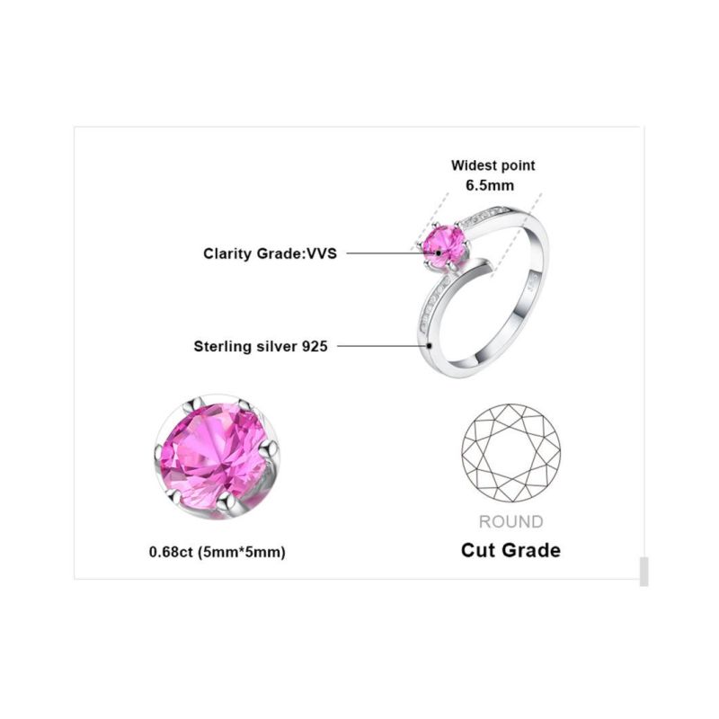 Classic Created Pink Sapphire Ring 925 Sterling Silver Gift for Women and Girl