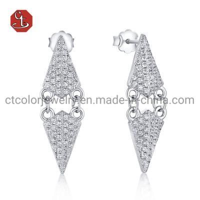 925 Sterling Silver Jewelry Arrow Dangle Fashion Earring with CZ Set