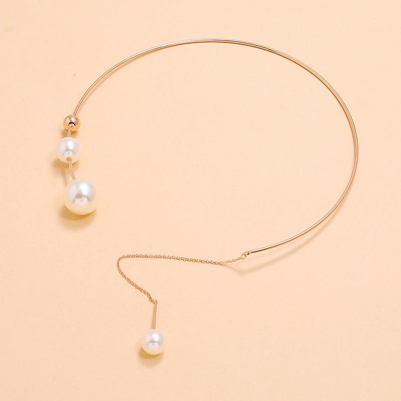 Elegant Big White Pearl Choker Wedding Necklace Accessories Women Fashion Jewellery