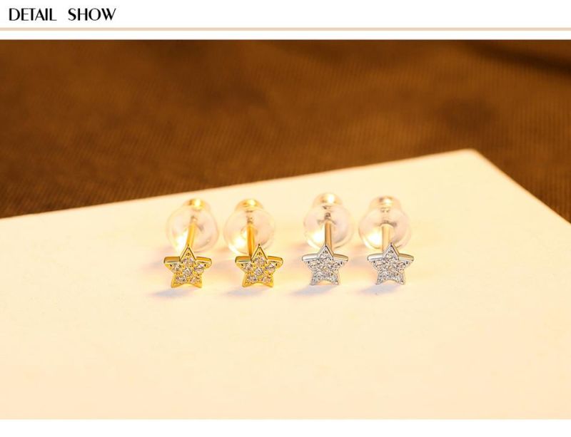 Fashion Silver Rose Gold Shinning Tiny Rhinestone Earrings
