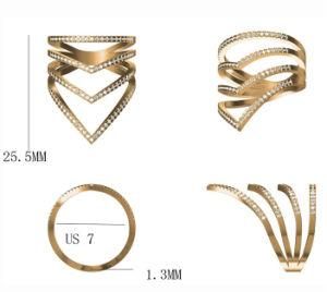 Thin Pave Fashion Rings in 925 Silver Jewelry with 18k Gold Plated in Wax Setting Pave Setting in Jewelry Rings Wholesale
