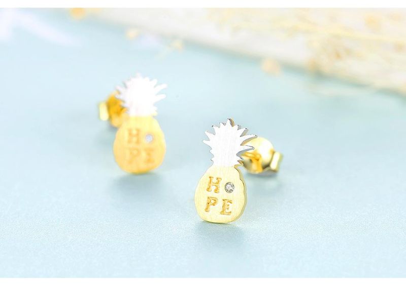 Fashion Jewelry Earrings Silver Pineapple Piercing Accessories Ear Studs