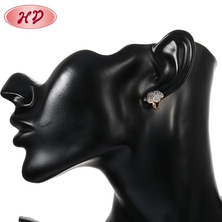 18K Gold Plated Silver Alloy Fashion Jewelry Drop Stud Hoop Huggie CZ Earrings with Crystal for Women