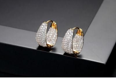 Wholesale 18K Gold Simple Copper Zircon Earrings