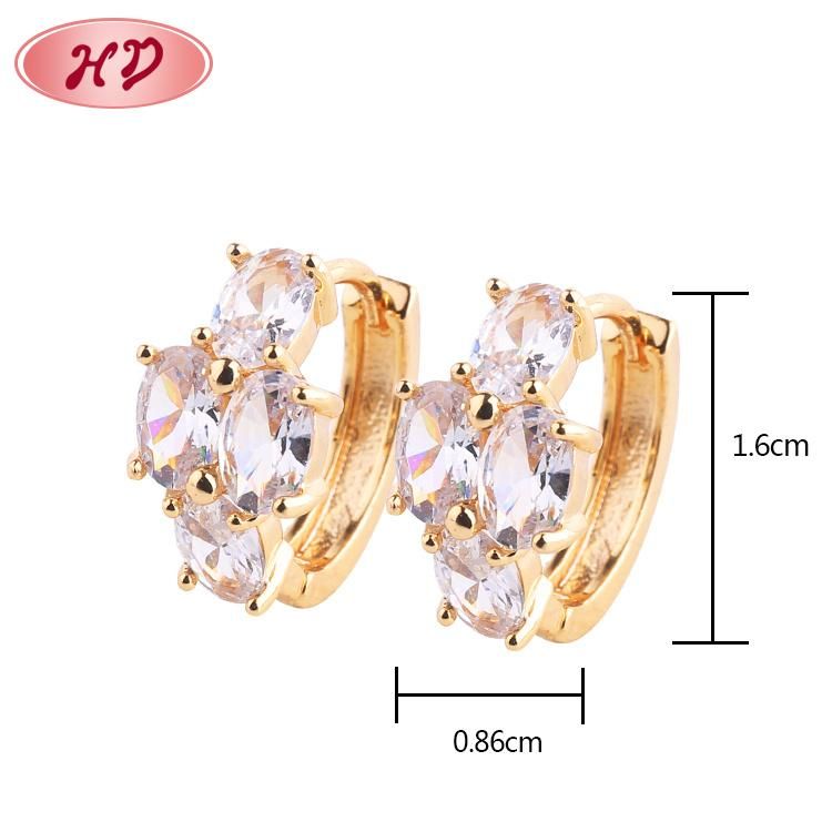 2020 HD Simple Multicolor Color Gold Earring Designs Jewelry with Zircon