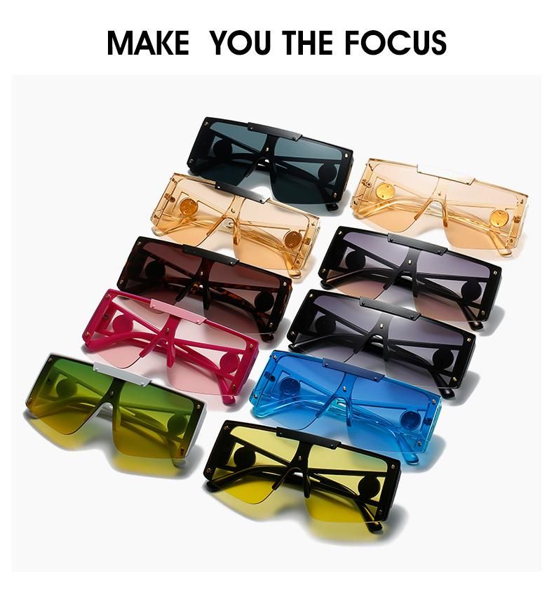 Sunglasses New Trendy One-Piece Cut-Edge Windshield Sunglasses Men′ S European and American Cross-Border Square Frame Fashion Outdoor Sunshade Sunglasses