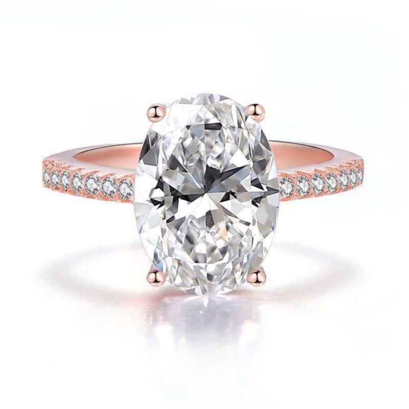 Designer Wholesale Jewelry 9mm*13mm Radiant Cut Oval Pink 5A Zirconia Elegant Engagement 925 Sterling Silver Rings