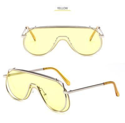 2020 New Large Frame One-Piece Metal Sunglasses