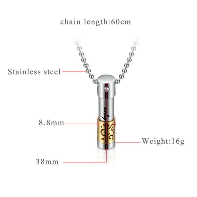 Stainless Steel Perfume Bottle Pendant Jewelry Necklace