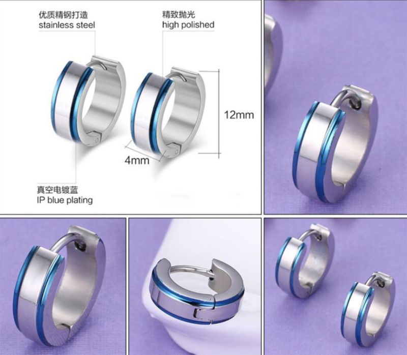 Fashion Jewelry Stainless Steel Earrings Earrings Blue Plating Earrings Wholesale Jewelry Er9222