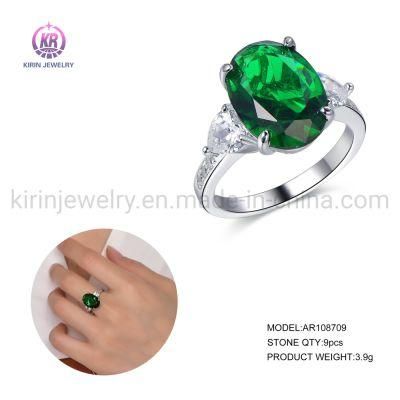 Emerald Promise Ring CZ 925 Sterling Silver Emerald Rings for Women Micro Prong Setting Green Emerald Ring