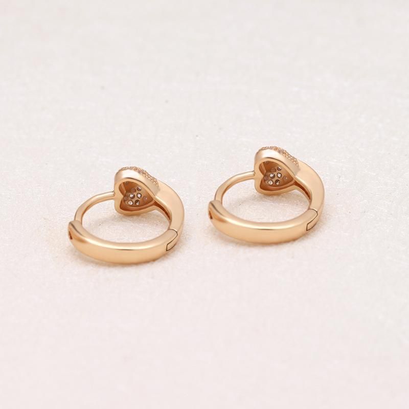 18K Gold Brass Hoop Dainty Luxury Heart Earrings