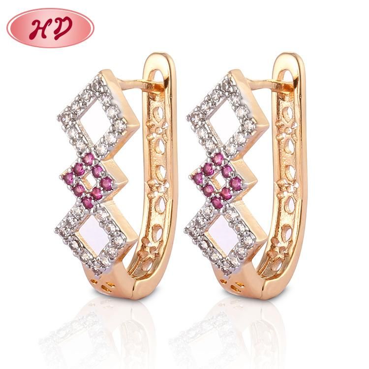 Fashion Costume Imitation 18K 14K Gold Plated Jewelry with CZ Pearl Huggie Hoop Earring for Women