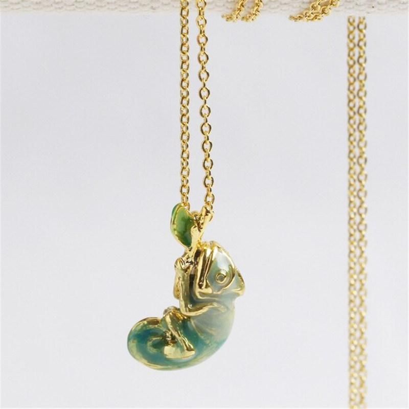 Fashion Enamel Chameleon Pendant Necklace