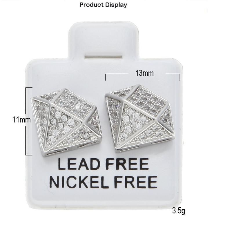 Wholesale Gold Plated Zircon CZ Diamond Shape Stud Earrings for Women