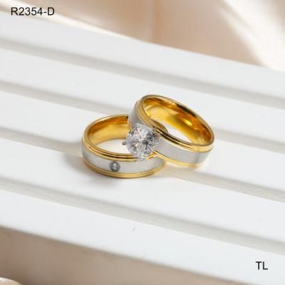 Manufacturer Custom Ring High Quality Couple Fashion jewellery Wedding Ring Jewelry Cheap 18K Gold Plated 2 PCS Pair Ring Wholesale