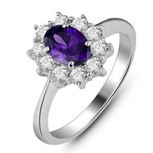 Clarity Oval Cut Designer Four Prong Amethyst Engagement Ring