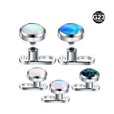 Dermal Anchor Tops and Base Titanium Microdermal Piercing Body Jewelry Opal Top Size 3mm 4mm 5mm