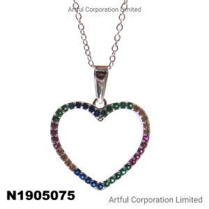 Heart-Shaped Multi-Color Silver Necklace