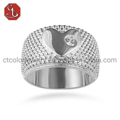Fashion Jewelry Luxury 925 Sterling Silver Heart Jewelry Rings