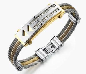 Creative 3 Row China Bracelets Casual Men Stainless Steel Inlaid Cubic Zirconia Bracelets Best Gifts Fashion Jewelry Bracelets $ Bangles Esposas