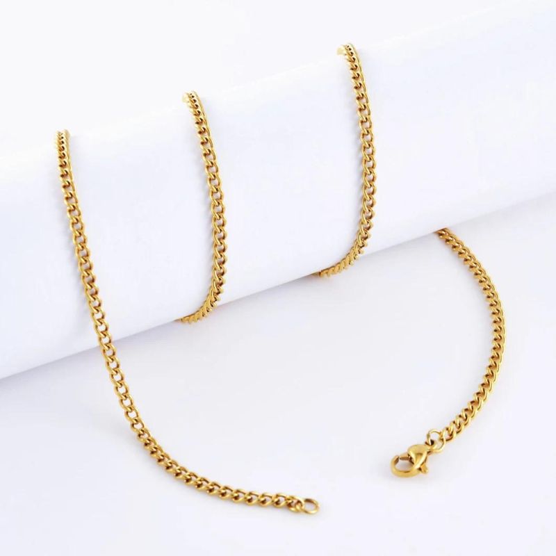 Wholesale Necklace Jewelry Curb Chain Bracelet Anklet Necklace Fashion Gold Plated Stainless Steel Jewelry